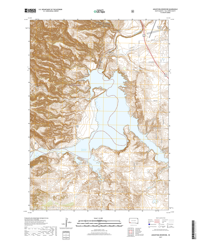 Angostura Reservoir South Dakota  - 24k Topo Map