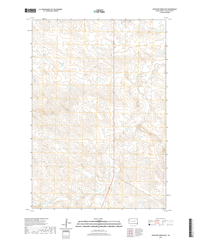 Antelope Creek East South Dakota  - 24k Topo Map