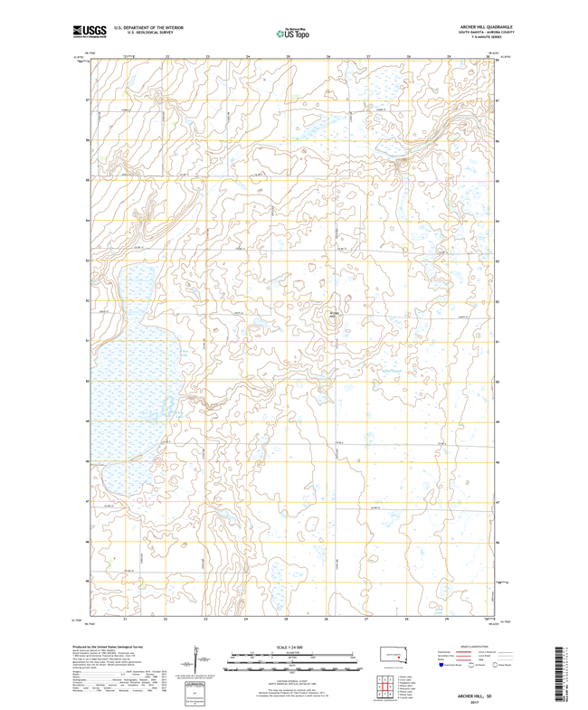 Archer Hill South Dakota  - 24k Topo Map