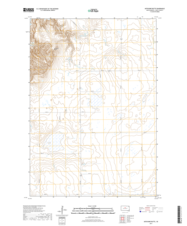 Artichoke Butte South Dakota  - 24k Topo Map