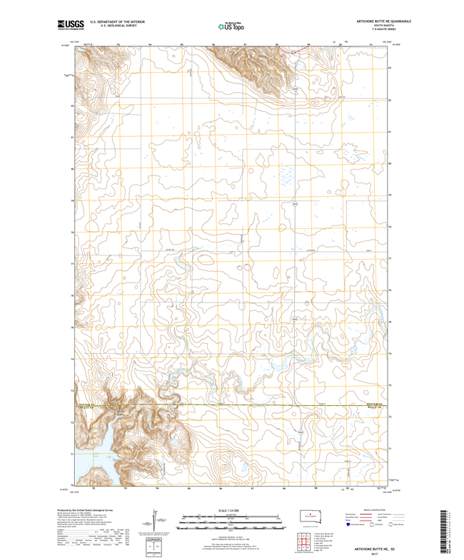 Artichoke Butte NE South Dakota  - 24k Topo Map