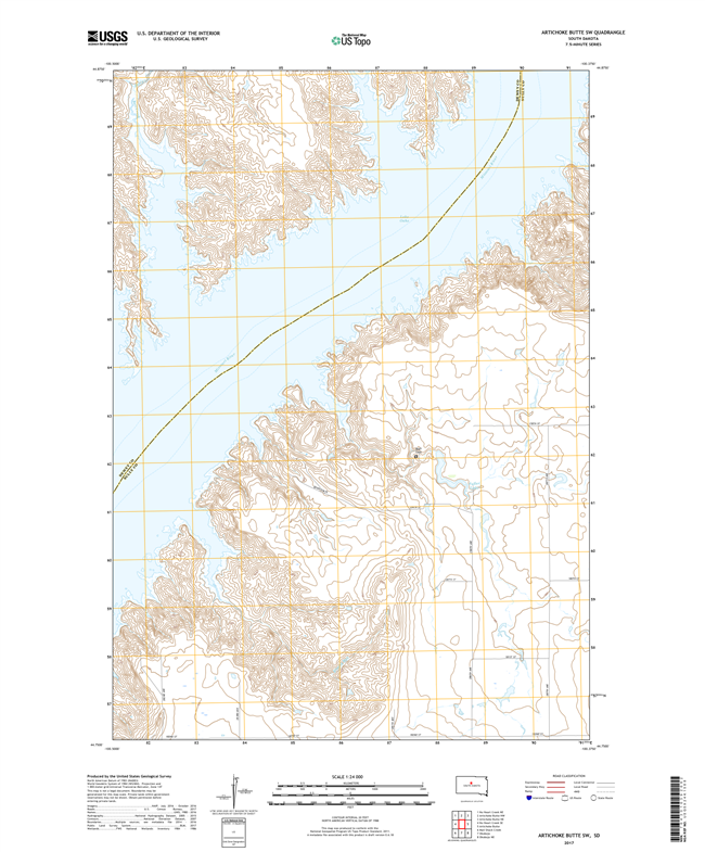 Artichoke Butte SW South Dakota  - 24k Topo Map