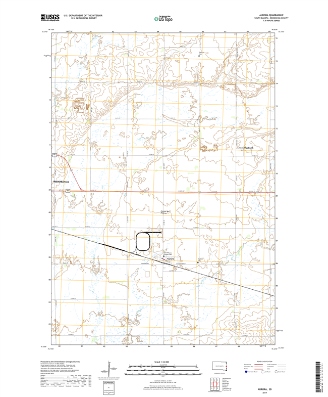 Aurora South Dakota  - 24k Topo Map