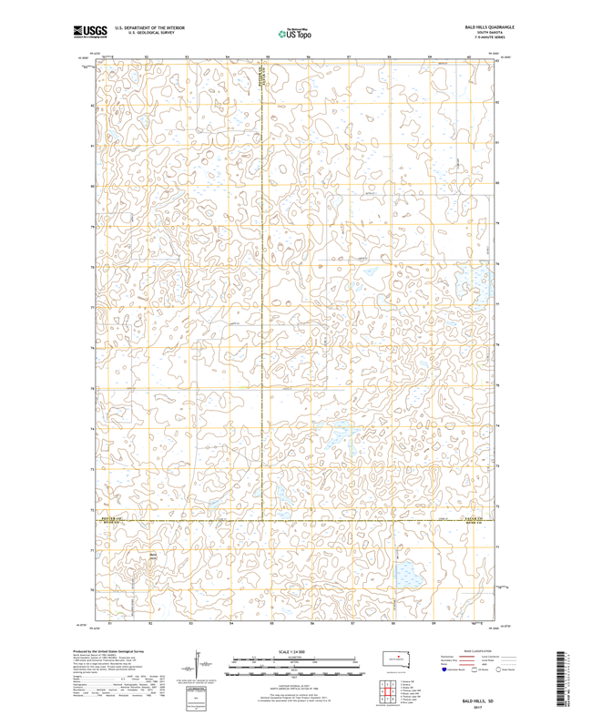 Bald Hills South Dakota  - 24k Topo Map