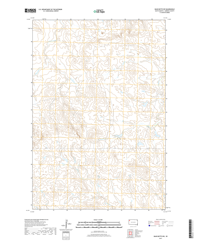 Bams Butte NW South Dakota  - 24k Topo Map