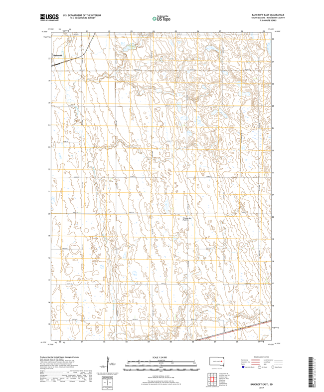 Bancroft East South Dakota  - 24k Topo Map