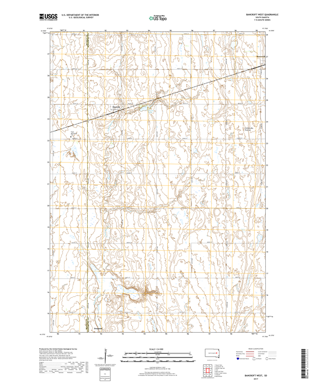 Bancroft West South Dakota  - 24k Topo Map