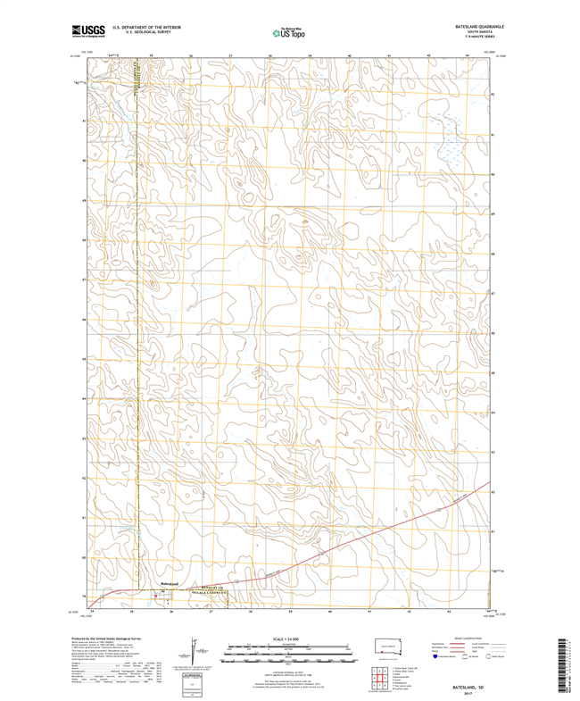 Batesland South Dakota  - 24k Topo Map