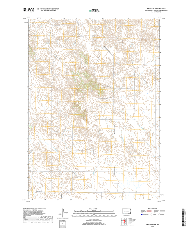 Batesland NW South Dakota  - 24k Topo Map