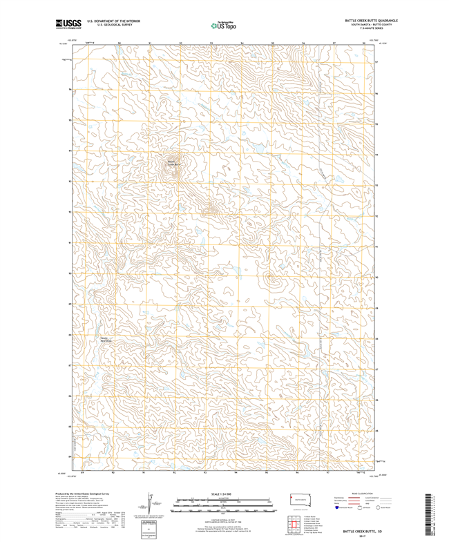 Battle Creek Butte South Dakota  - 24k Topo Map