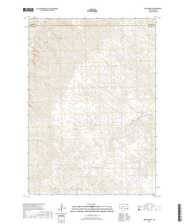 Belvidere NE South Dakota  - 24k Topo Map