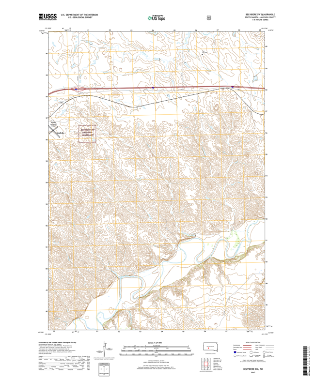 Belvidere SW South Dakota  - 24k Topo Map