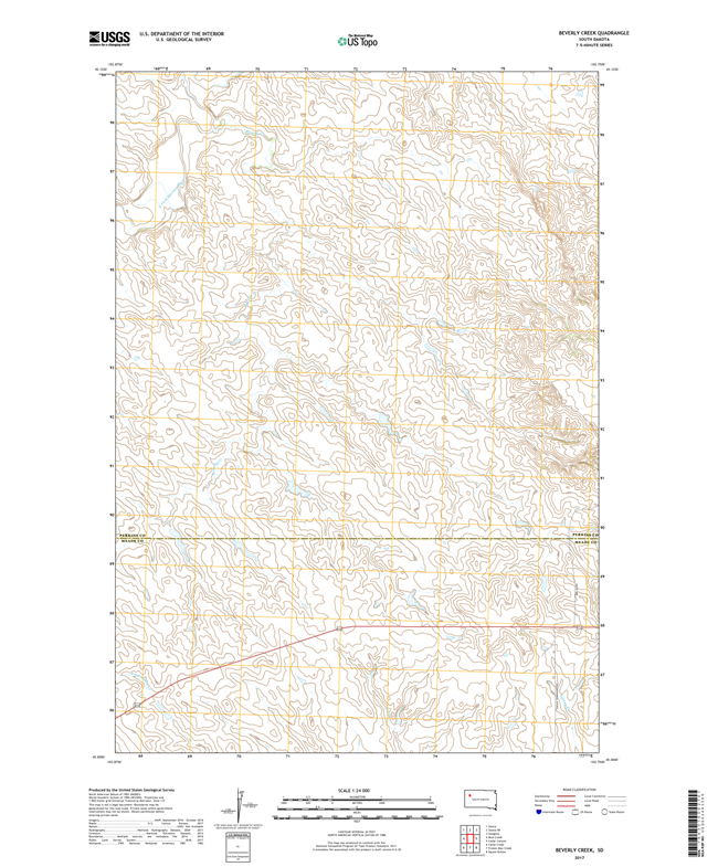 Beverly Creek South Dakota  - 24k Topo Map