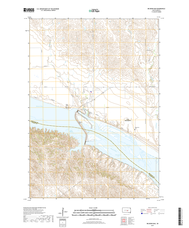 Big Bend Dam South Dakota  - 24k Topo Map