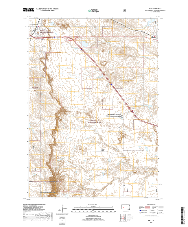 Wall South Dakota  - 24k Topo Map