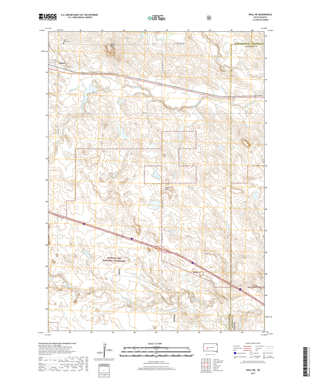 Wall NE South Dakota  - 24k Topo Map