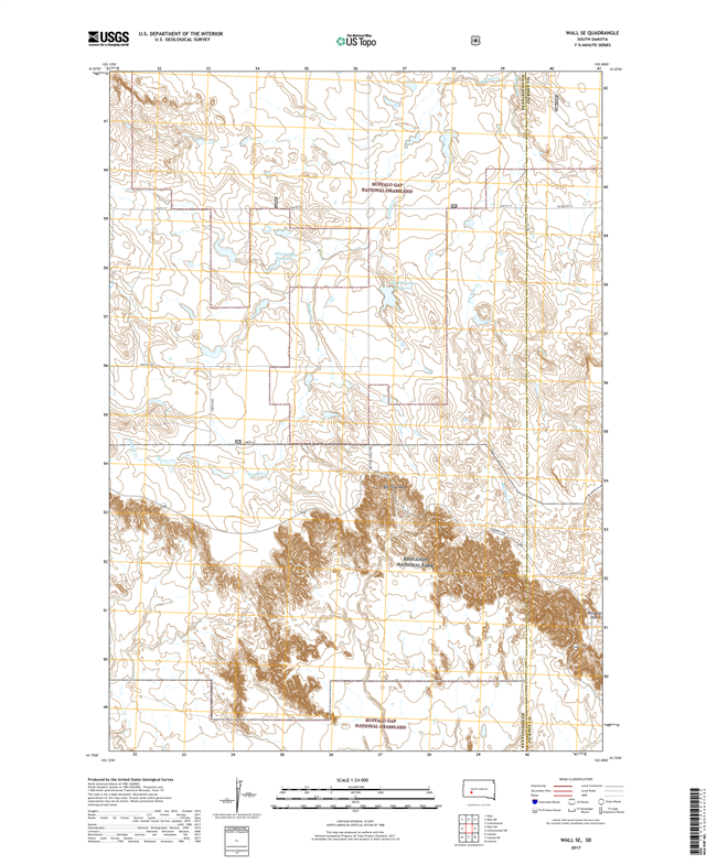 Wall SE South Dakota  - 24k Topo Map