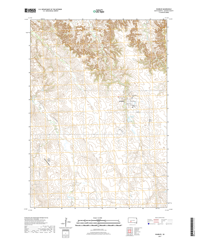 Wanblee South Dakota  - 24k Topo Map