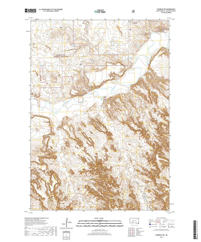 Wanblee NW South Dakota  - 24k Topo Map