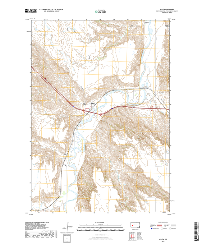 Wasta South Dakota  - 24k Topo Map