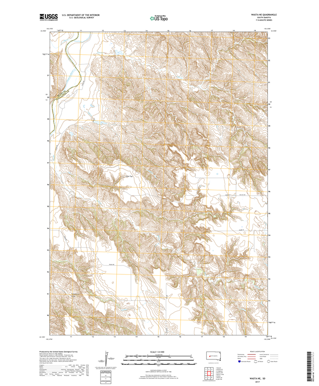 Wasta NE South Dakota  - 24k Topo Map