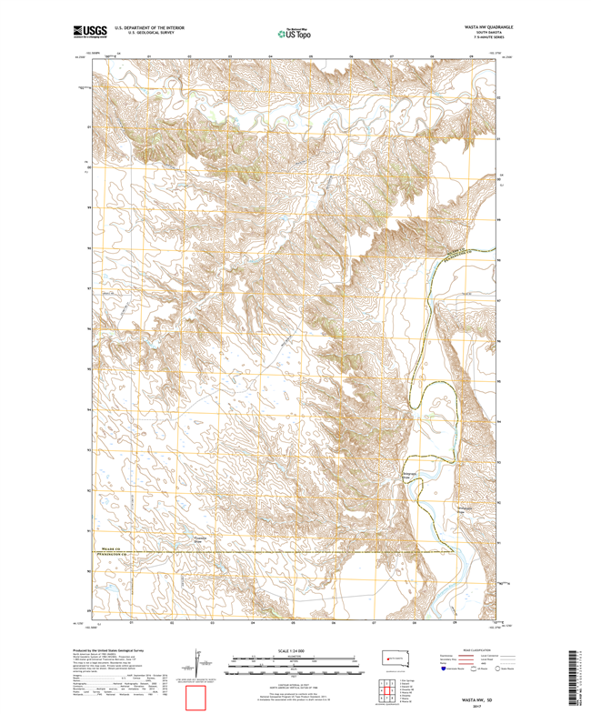 Wasta NW South Dakota  - 24k Topo Map