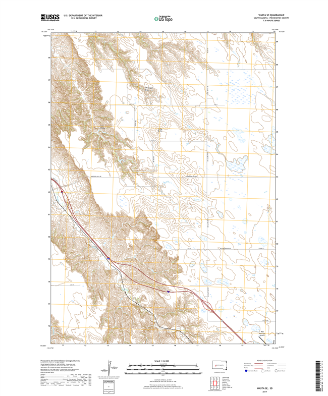 Wasta SE South Dakota  - 24k Topo Map