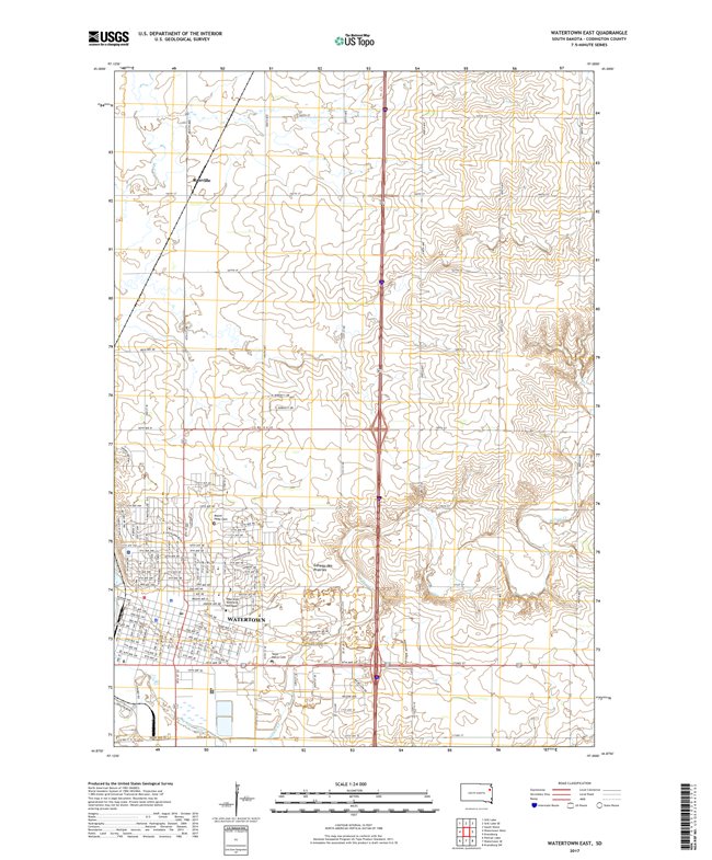 Watertown East South Dakota  - 24k Topo Map