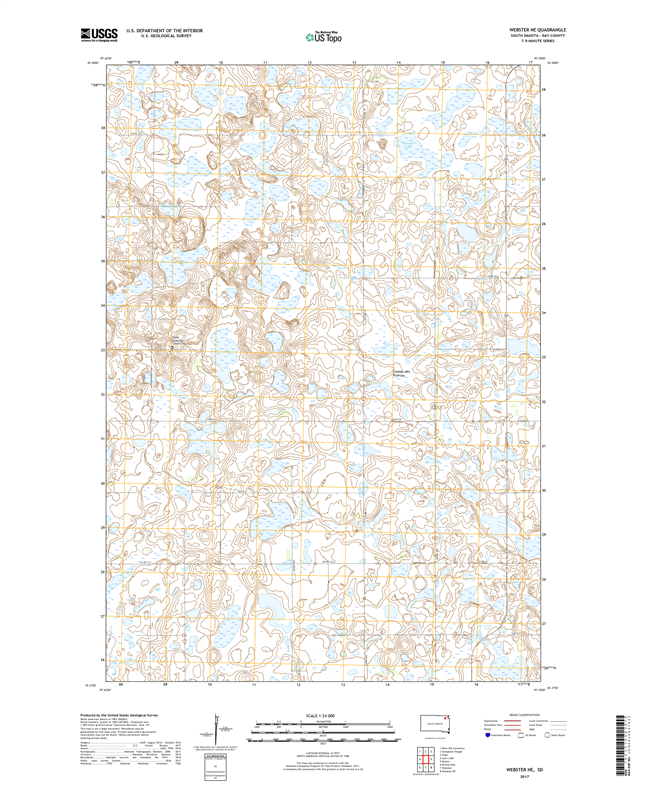 Webster NE South Dakota  - 24k Topo Map