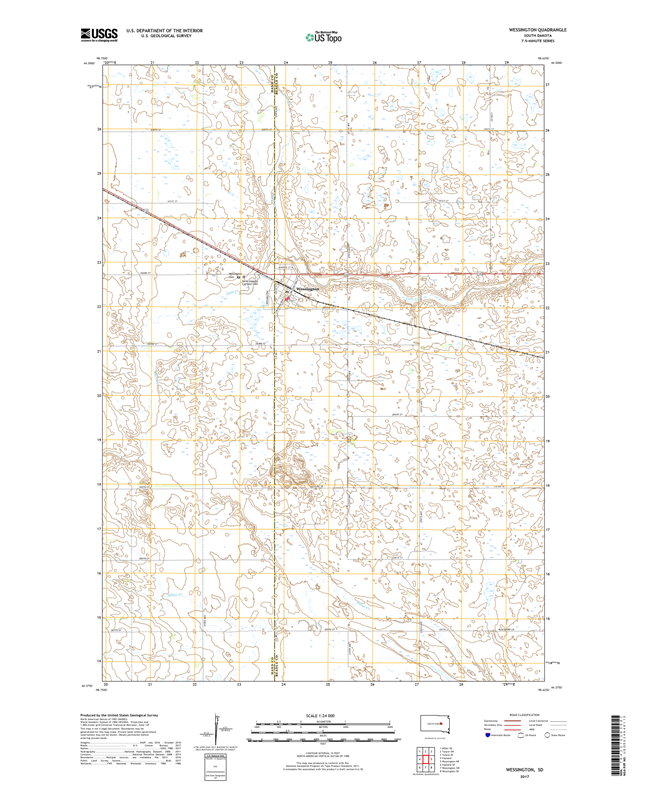 Wessington South Dakota  - 24k Topo Map