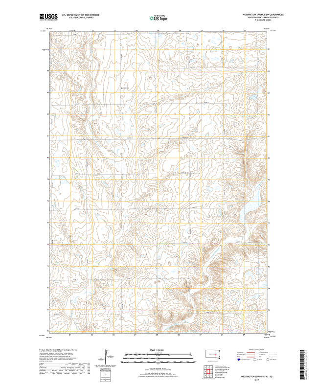 Wessington Springs SW South Dakota  - 24k Topo Map