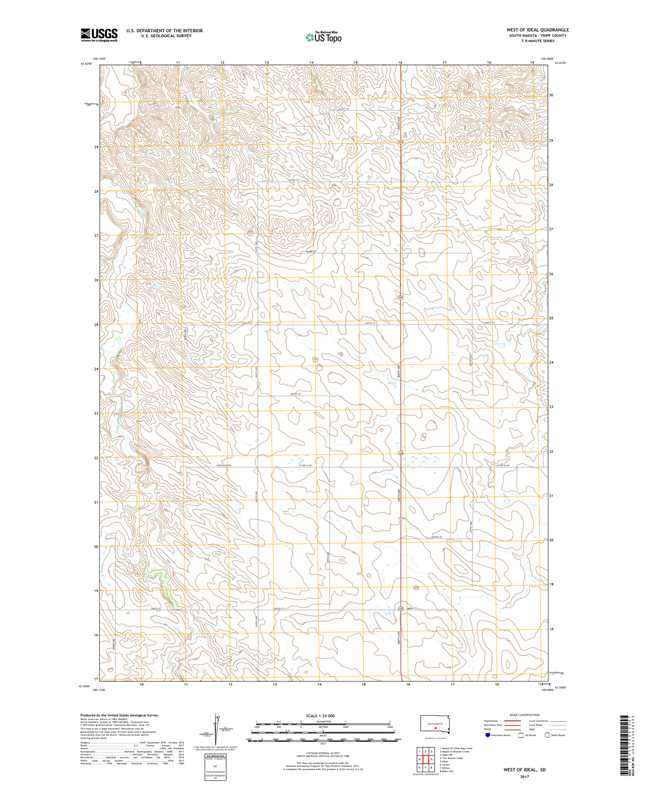 West of Ideal South Dakota  - 24k Topo Map