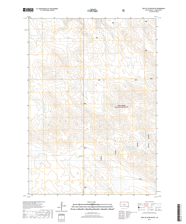 West of Stony Butte South Dakota  - 24k Topo Map