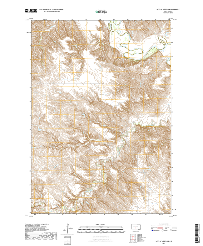 West of Westover South Dakota  - 24k Topo Map
