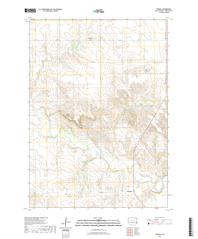 Wewela South Dakota  - 24k Topo Map