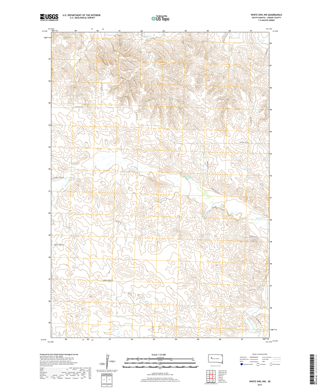 White Owl NW South Dakota  - 24k Topo Map