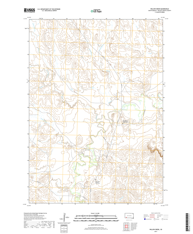 Willow Creek South Dakota  - 24k Topo Map