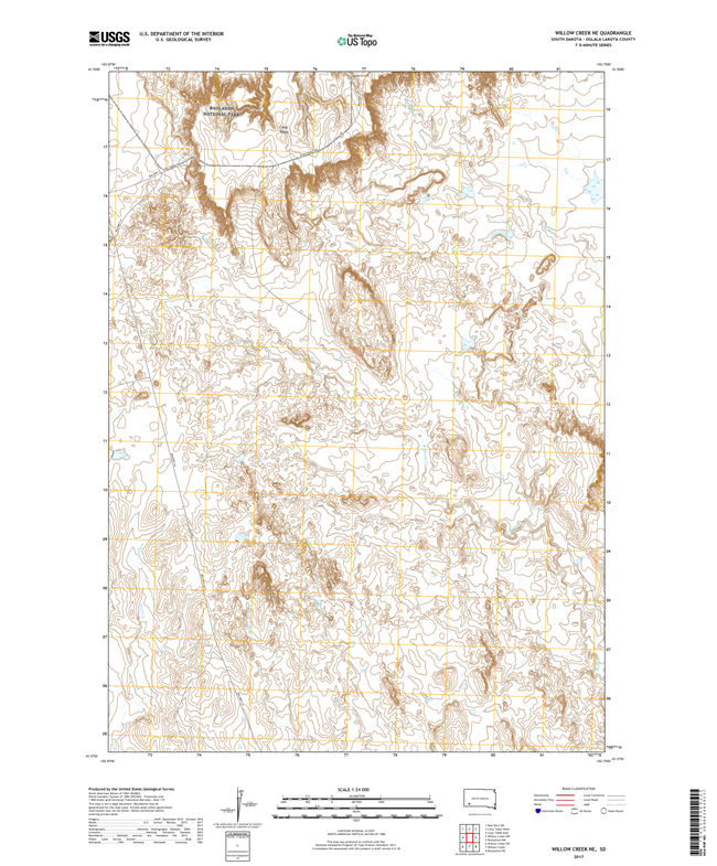 Willow Creek NE South Dakota  - 24k Topo Map