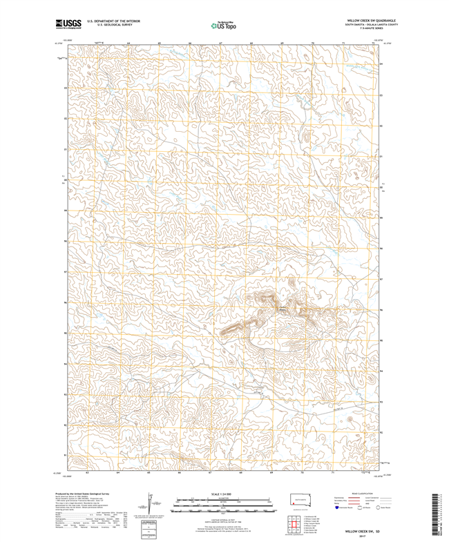 Willow Creek SW South Dakota  - 24k Topo Map
