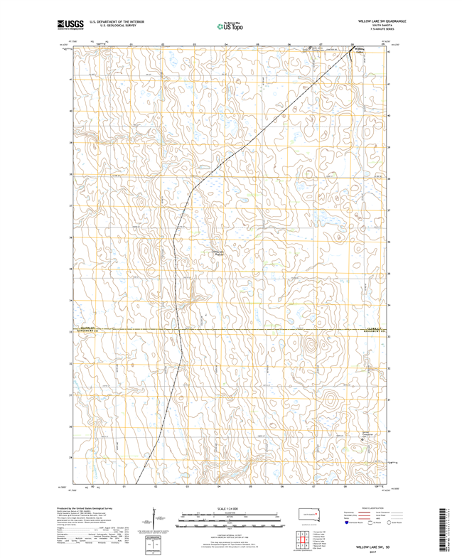 Willow Lake SW South Dakota  - 24k Topo Map