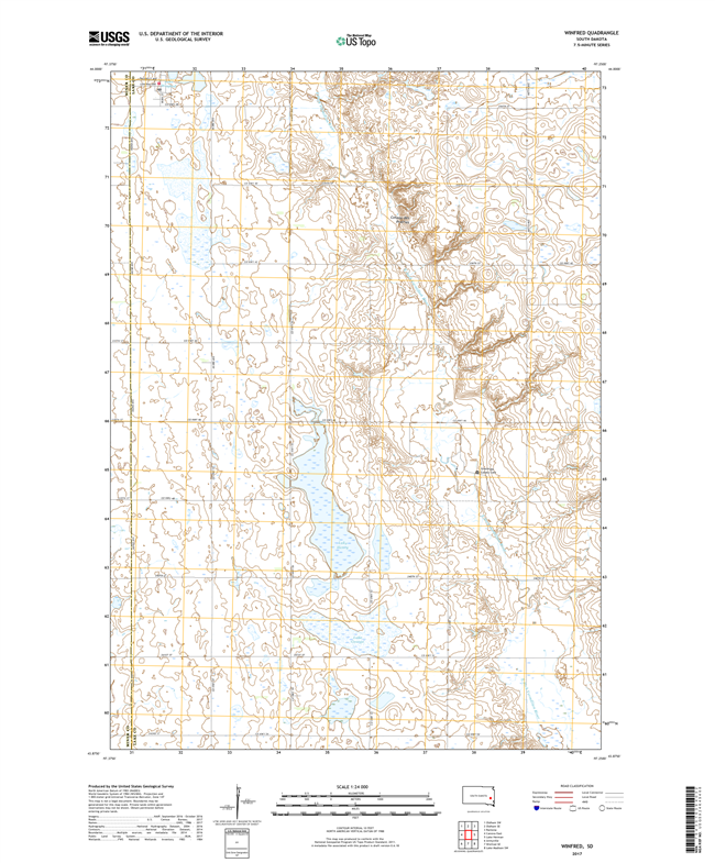 Winfred South Dakota  - 24k Topo Map