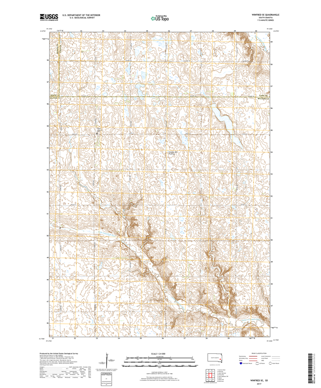 Winfred SE South Dakota  - 24k Topo Map