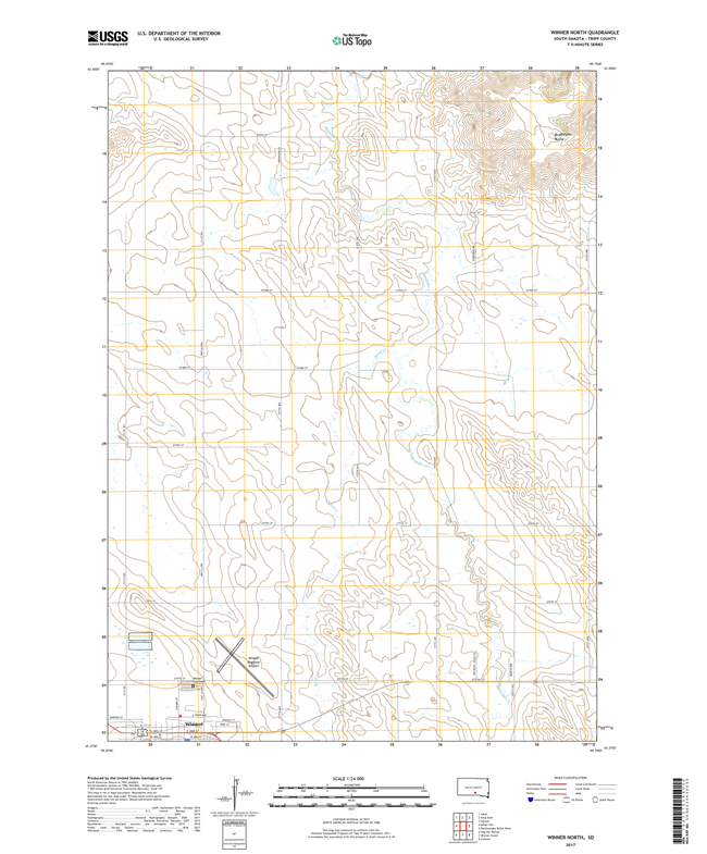 Winner North South Dakota  - 24k Topo Map