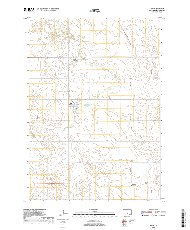 Witten South Dakota  - 24k Topo Map