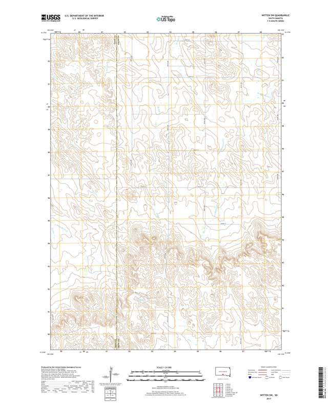 Witten SW South Dakota  - 24k Topo Map