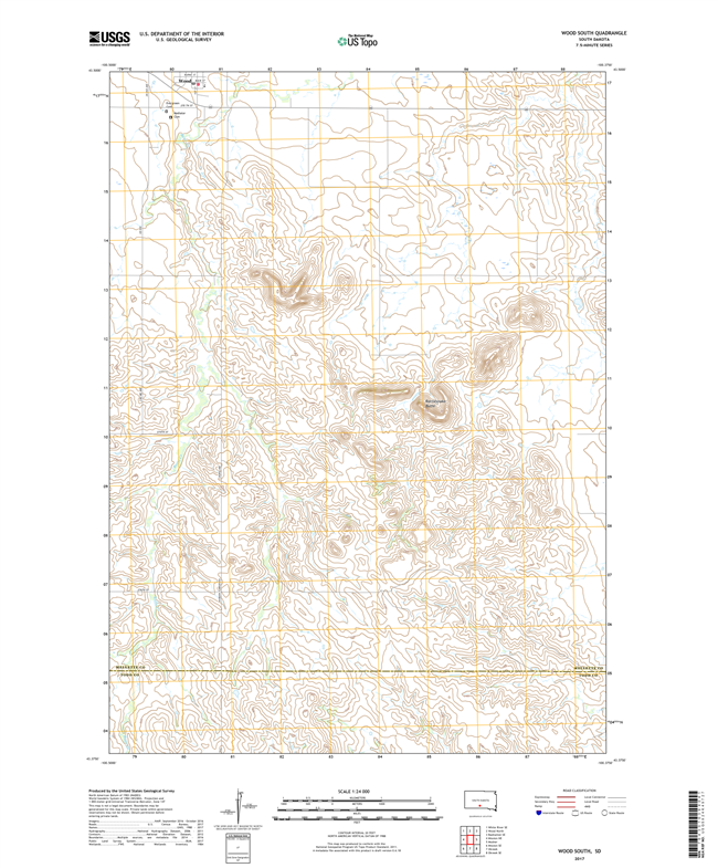 Wood South South Dakota  - 24k Topo Map