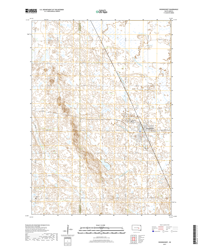 Woonsocket South Dakota  - 24k Topo Map
