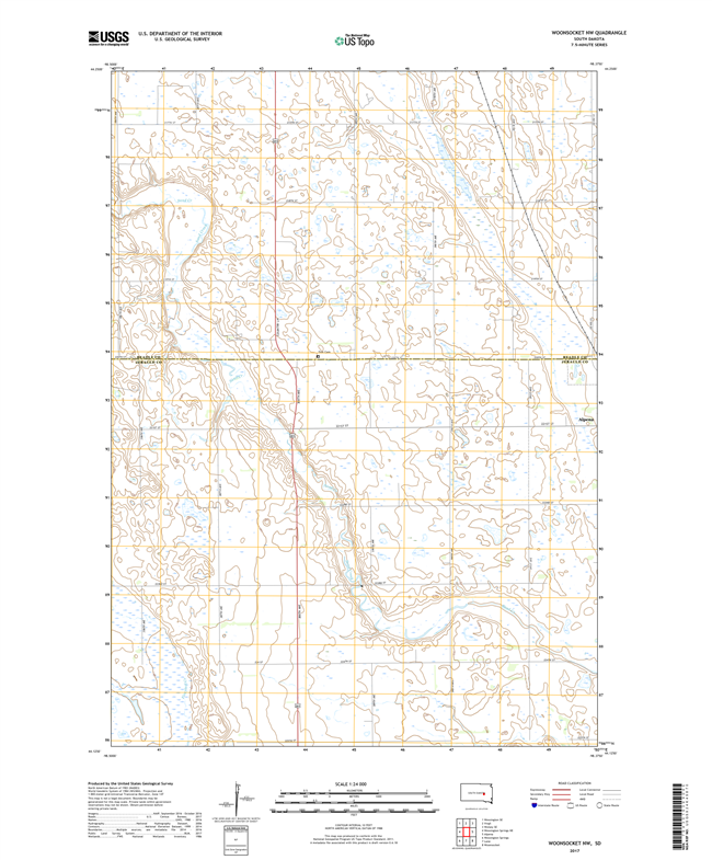 Woonsocket NW South Dakota  - 24k Topo Map