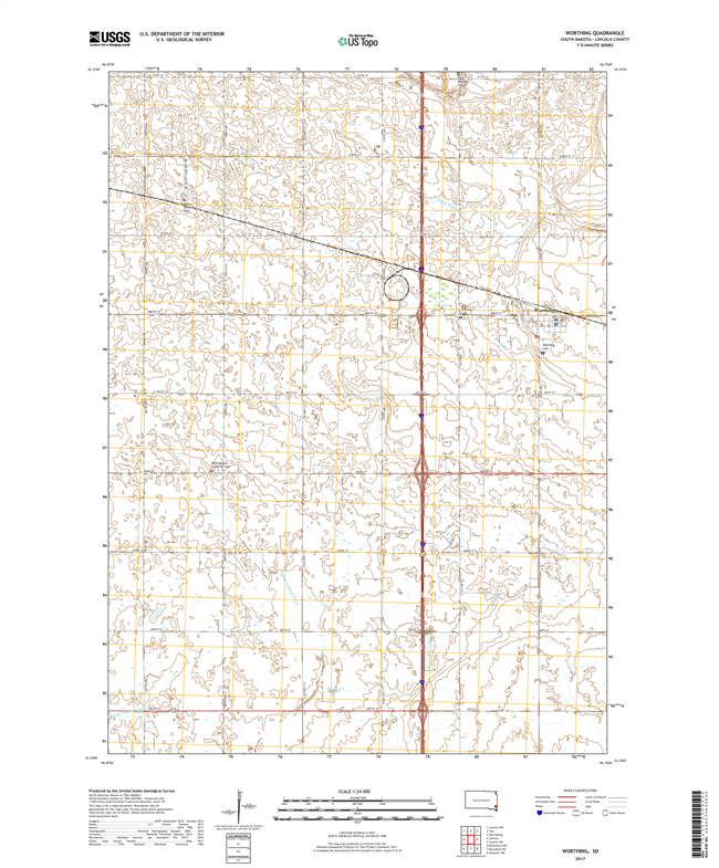 Worthing South Dakota  - 24k Topo Map