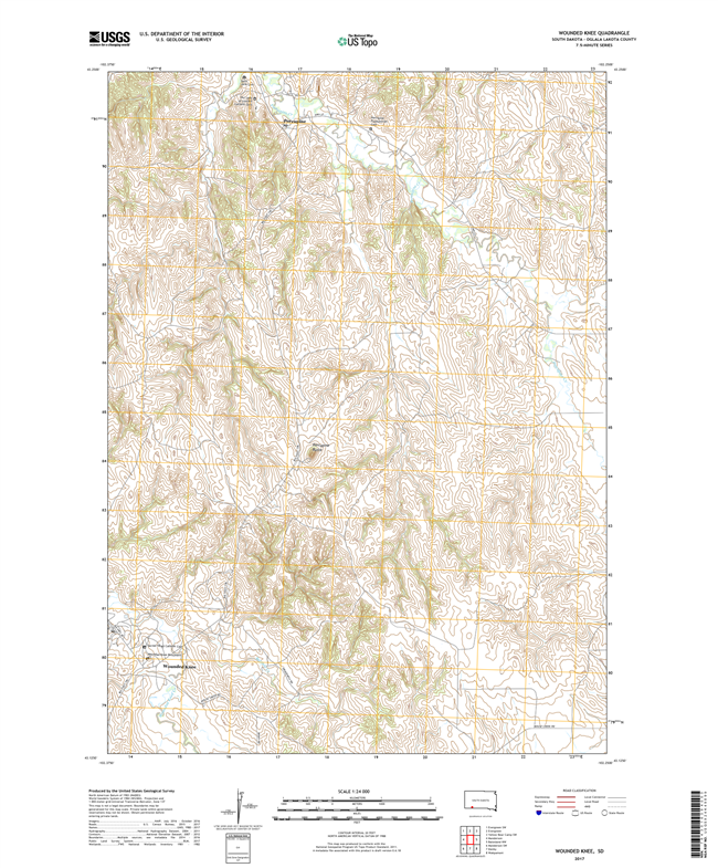 Wounded Knee South Dakota  - 24k Topo Map